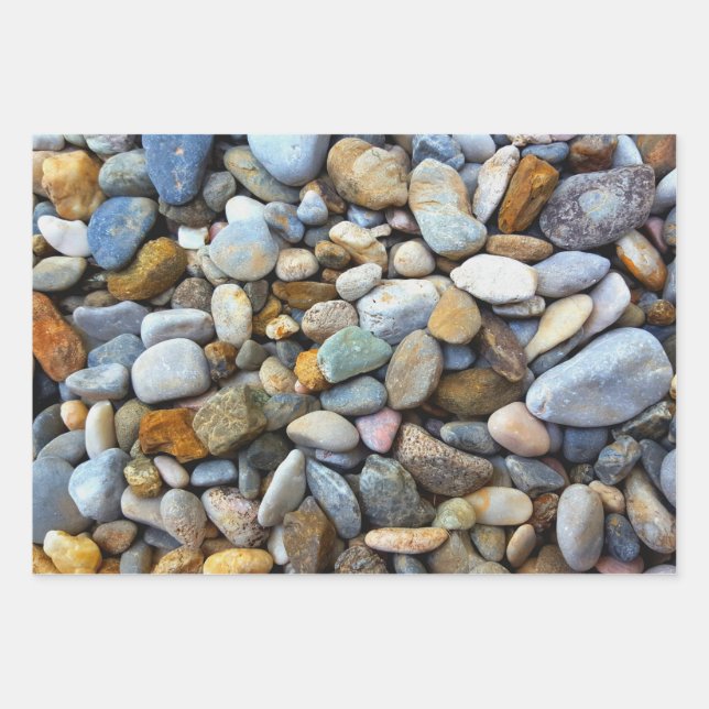 Feuille De Papier Cadeau Plage de galets inspirée de la nature (Devant)