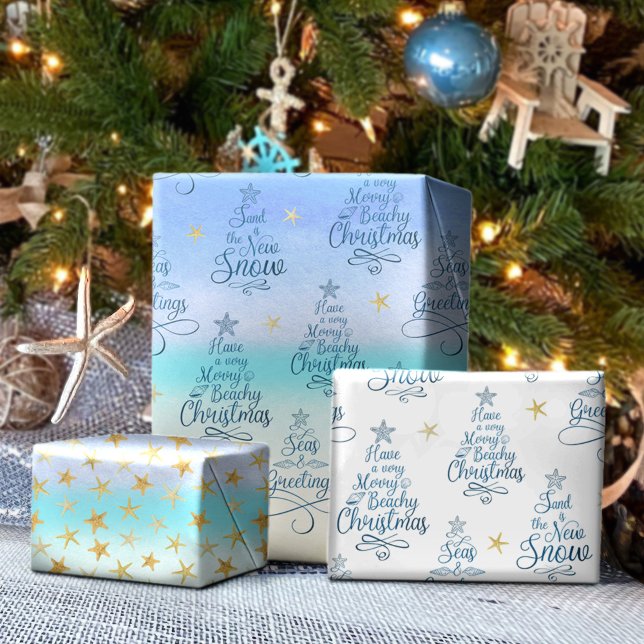 Feuille De Papier Cadeau Plage de Noël Côtière Discours de vacances (Créateur téléchargé)