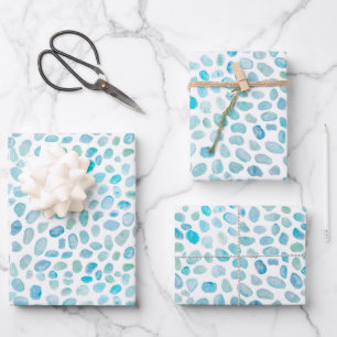 Feuille De Papier Cadeau Plage de peinture d'aquarelle Seaglass