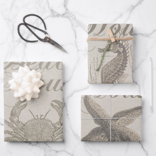 Feuille De Papier Cadeau Plage House Crab Seashore