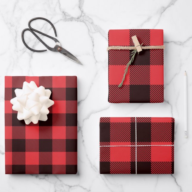 Feuille De Papier Cadeau Plaid Buffalo (Recto)