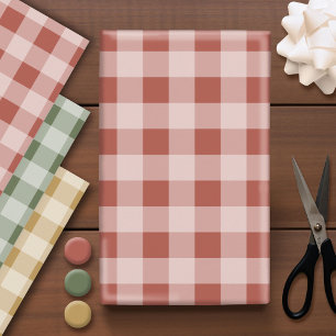 Feuille De Papier Cadeau Plaid Rustique Buffalo - Simple Rouge Vert Or