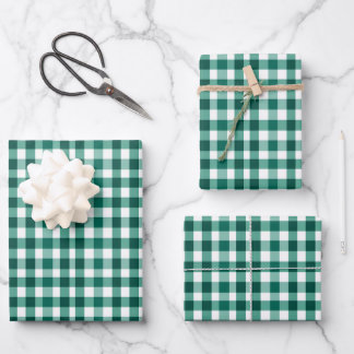 Feuille De Papier Cadeau Plaid vert et blanc