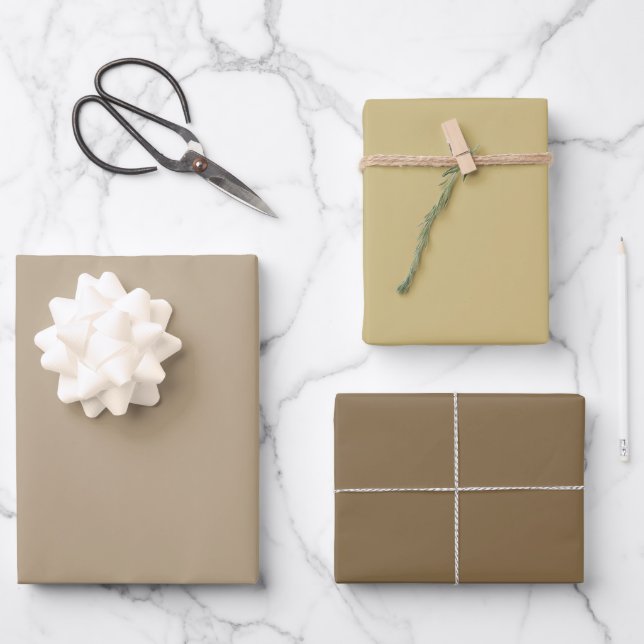 Feuille De Papier Cadeau Plaine Dull Desert Moss Brown Tons 3 (Recto)