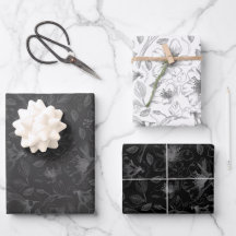 Plan floral esquissé Motif gris/blanc/noir ID939