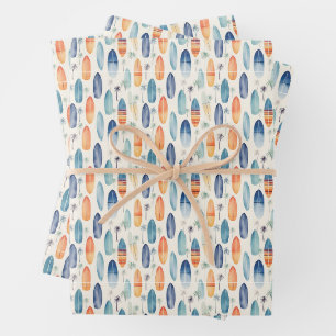 Feuille De Papier Cadeau Planches de surf sur ivoire