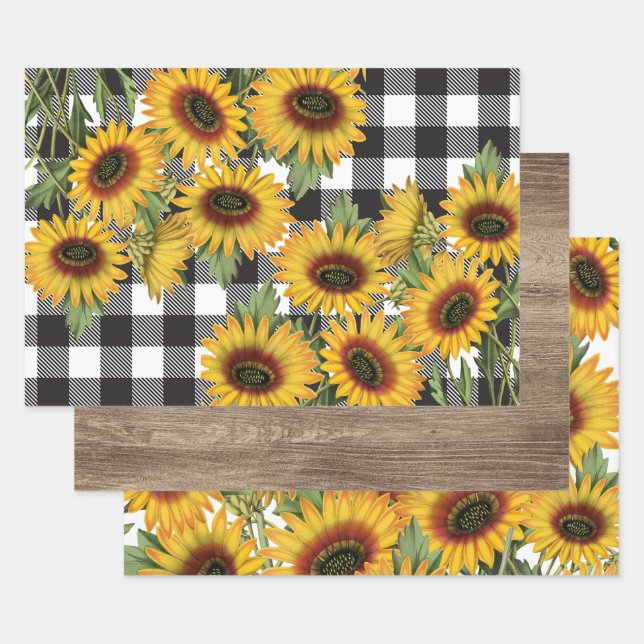 Feuille De Papier Cadeau Plantation de buffles en bois de tournesol (Lot)