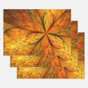 Feuille De Papier Cadeau Plante d'automne, Abstrait moderne Fractal Art Lea
