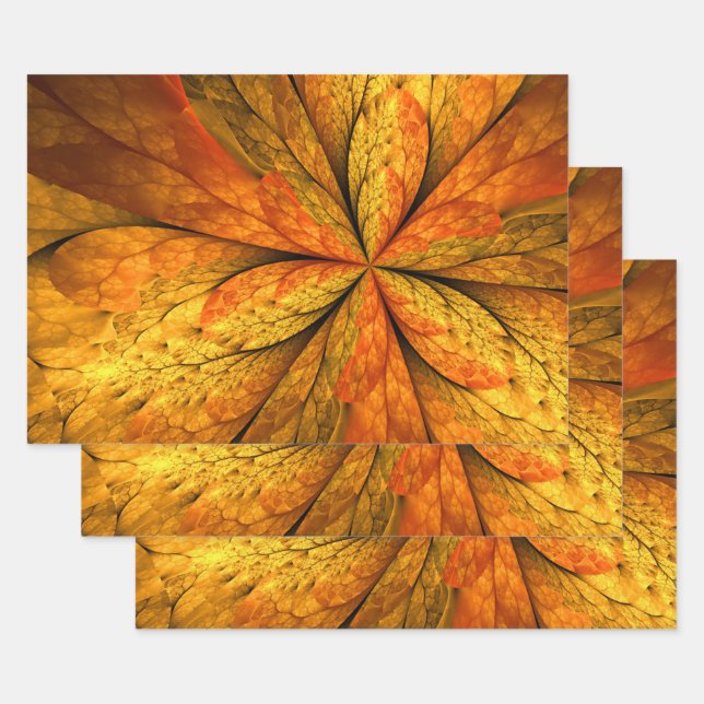 Feuille De Papier Cadeau Plante d'automne, Abstrait moderne Fractal Art Lea (Lot)