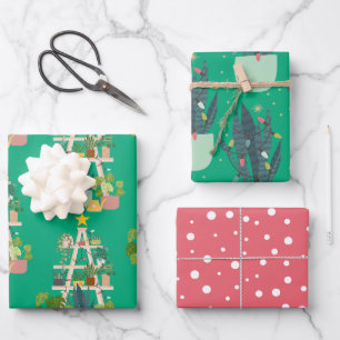 Feuille De Papier Cadeau Plante de la maison de Noël