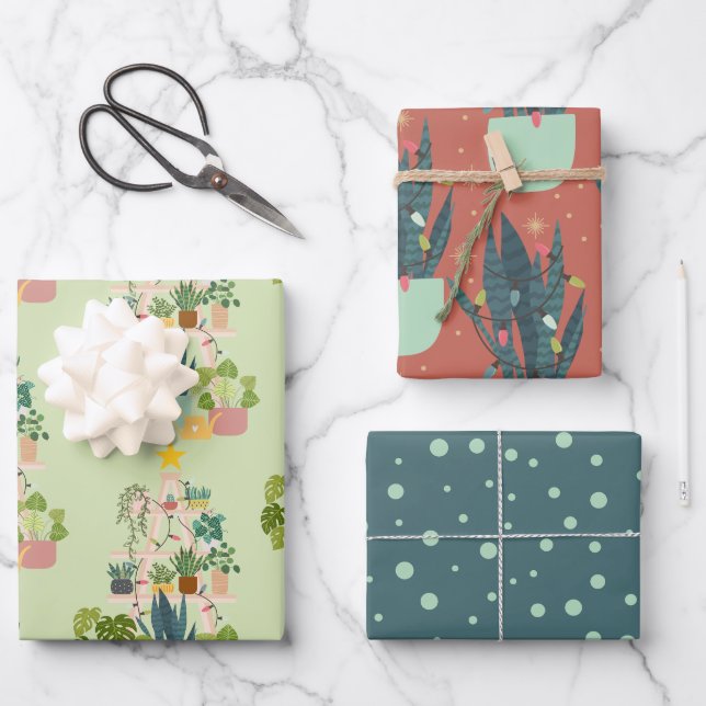 Feuille De Papier Cadeau Plante de la maison de Noël (Recto)