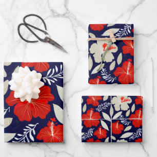 Feuille De Papier Cadeau Plantes tropicaux et motif de fleurs