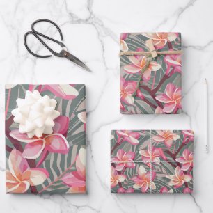 Feuille De Papier Cadeau Plantes tropicaux et motif de fleurs