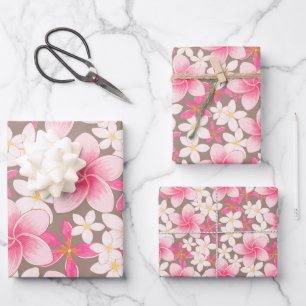 Feuille De Papier Cadeau Plantes tropicaux et motif de fleurs