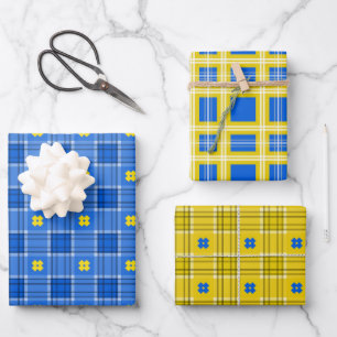 Feuille De Papier Cadeau Plat Ukrainien Bleu Et Jaune