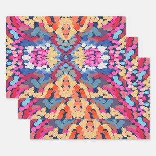Feuille De Papier Cadeau Plumeria tropicale Fleurs tachetées Motif de carre