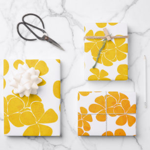 Feuille De Papier Cadeau Plumerias de motif d'impression hawaïen moderne