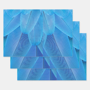 Feuille De Papier Cadeau Plumes bleues turquoises du perroquet de Macaw
