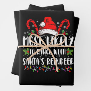 Feuille De Papier Cadeau Plus susceptible de danser avec la famille de renn
