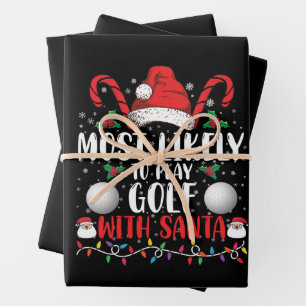Feuille De Papier Cadeau Plus Susceptible de Jouer au Golf avec le Père Noë