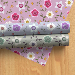 Feuille De Papier Cadeau Plutôt rose, pourpre et gris, flore botanique