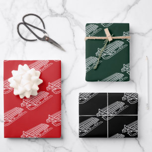 Feuille De Papier Cadeau Poignée minimaliste rouge vert foncé et noir Père 