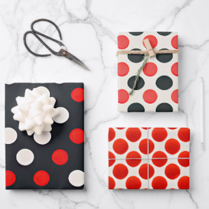 Feuille De Papier Cadeau Point blanc noir vintage
