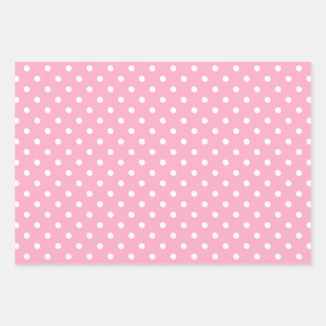 Feuille De Papier Cadeau Point Polka rose (Devant)