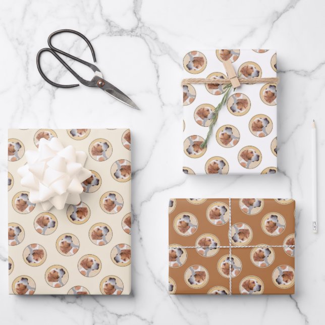 Feuille De Papier Cadeau Pointeur Peinture Anglais mignon Original Animal d (Recto)