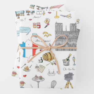 Feuille De Papier Cadeau Points forts de Paris