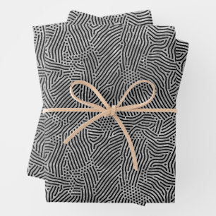 Feuille De Papier Cadeau Points Noir Faux Faux Argent Foil