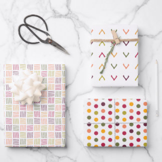 Feuille De Papier Cadeau Points polka | Os à souhaits | Lignes tissées -