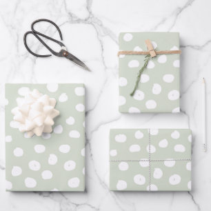 Feuille De Papier Cadeau Points posters de animaux Sage Vert Et Blanc