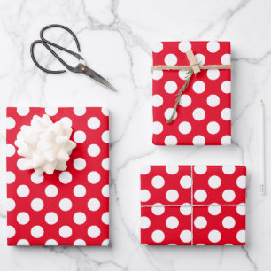 Feuille De Papier Cadeau Pois blancs et rouges
