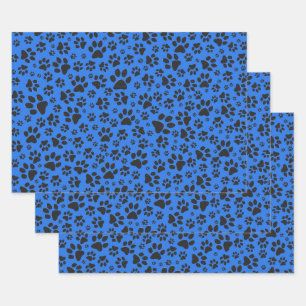 Feuille De Papier Cadeau Pois de chien noir et blanc Pointe Polka sur le bl