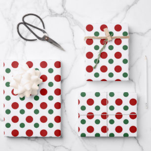 Feuille De Papier Cadeau Pois de Noël mignon Motif rouge vert blanc