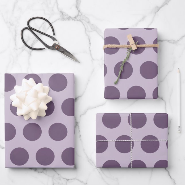 Feuille De Papier Cadeau Pois neutres pourpres Motif alternatif (Recto)