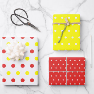 Feuille De Papier Cadeau Pois rouges et jaunes amusants