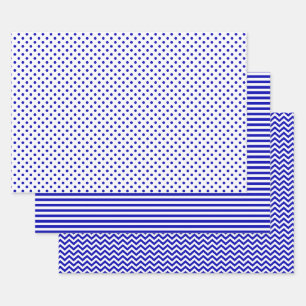 Feuille De Papier Cadeau Pois Royal Blue and White Stripes Chevron