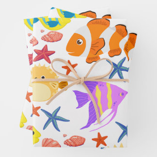 Feuille De Papier Cadeau Poisson coloré