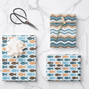 Feuille De Papier Cadeau Poisson rétro vintage