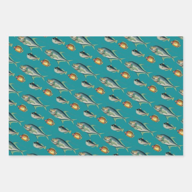 Feuille De Papier Cadeau Poisson tropical (Devant)
