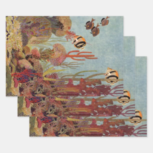 Feuille De Papier Cadeau Poissons-anges en corail, poissons tropicaux Vinta