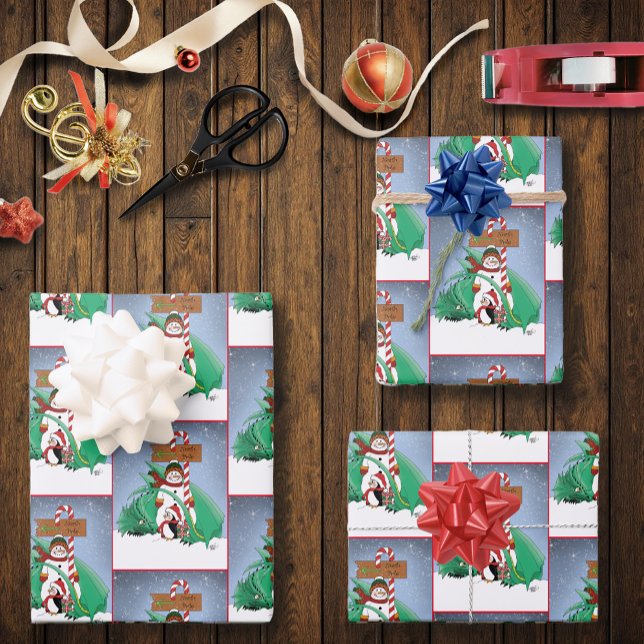 Feuille De Papier Cadeau Pôle Nord Snowman Dragon Penguin Noël (Créateur téléchargé)