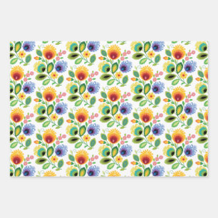 Feuille De Papier Cadeau Polish Folk Flowers