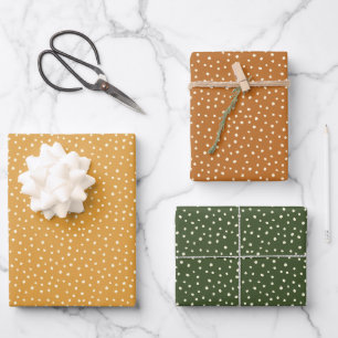 Feuille De Papier Cadeau Polka d'automne moderne