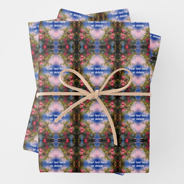 Feuille De Papier Cadeau Pommes Rouges Sur La Peinture D'Arbre Abstrait Per (En situation)