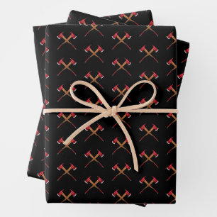 Feuille De Papier Cadeau Pompier Secouru traversé Axes Fireman Cadeau