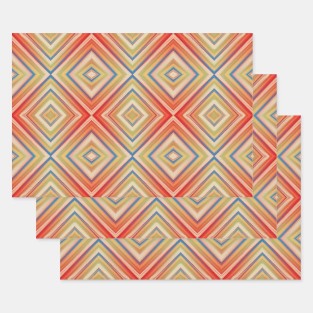 Feuille De Papier Cadeau Pop Of Reds Alternative Motif Diamant (Lot)