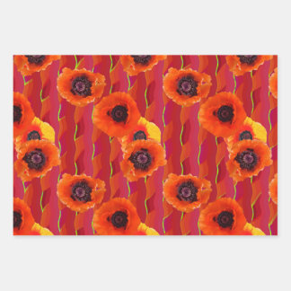 Feuille De Papier Cadeau Poppies puissantes